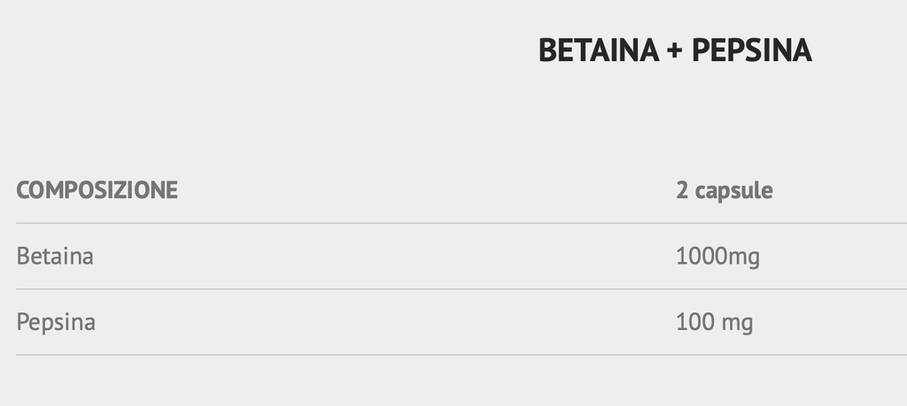 Betaine + pepsin 60 cps