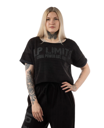 Crop Top brushed inside Stonewashed tg S Nero