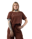 Crop Top brushed inside Stonewashed tg S Marrone