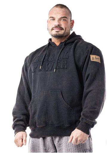 [felpa, legal power] Felpa con cappuccio Stonewashed spazzolata all'interno tg M