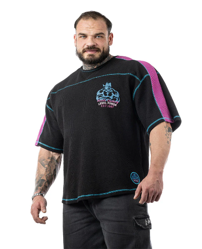 [rag top, legal power] Reglan Retro Boston tg L nera & magenta 